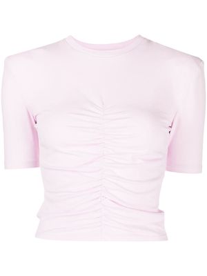 pushBUTTON ruched fitted T-shirt - Pink