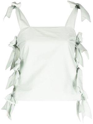 pushBUTTON side bow-embellished detail top - Green