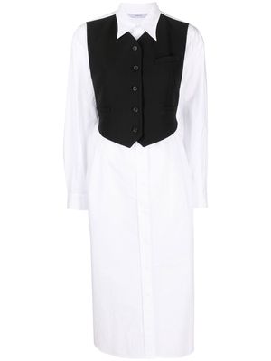pushBUTTON waistcoat-detail shirt dress - Black