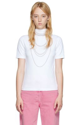 Pushbutton White Pearl Necklace T-Shirt