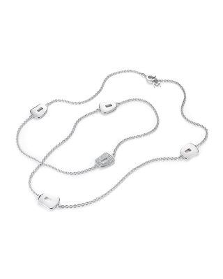 Puzzle 18K White Gold Necklace with Diamond Station