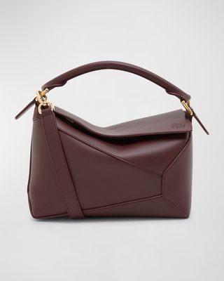 Puzzle Edge Small Leather Top-Handle Bag