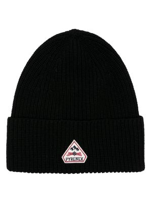 Pyrenex logo-patch chunky-knit beanie - Black