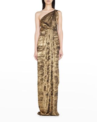 Pyrite One-Shoulder Gown