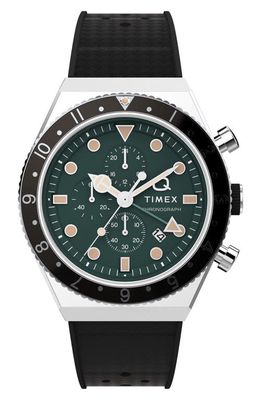 Q Timex Chronograph Silicone Strap Watch