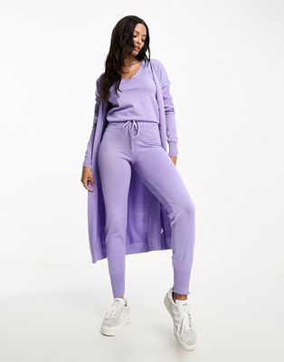 QED London 3 piece knitted pants set in lilac-Purple