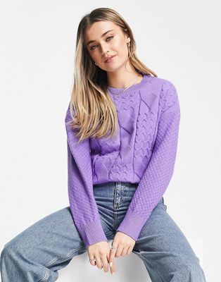 QED London cable knit sweater in purple