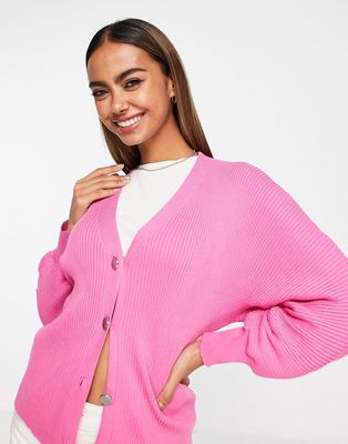 QED London ribbed cardigan in pink