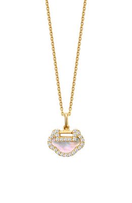 Qeelin Petite Yu Yi Mother-of-Pear & Diamond Pendant Necklace in Gold