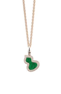Qeelin Small Wulu Jade & Diamond Pendant Necklace in Rose Gold