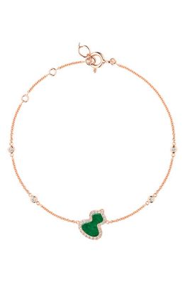 Qeelin Wulu Jade & Diamond Pendant Bracelet in Rose Gold