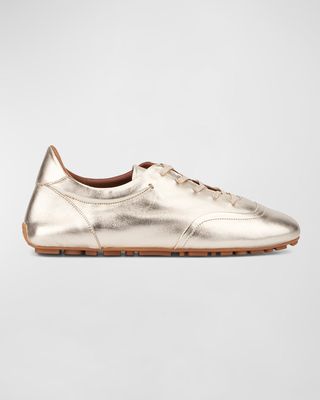 Qrystal Metallic Leather Driver Sneakers