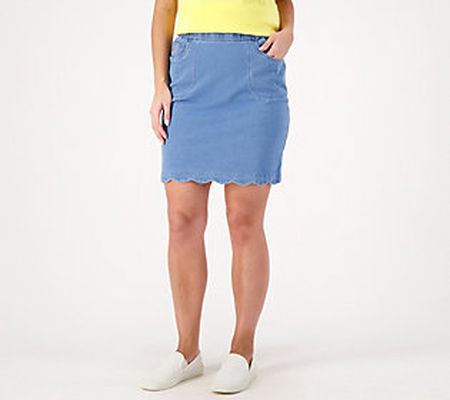 Quacker Factory DreamJeanne Regular Scalloped Hem Skort