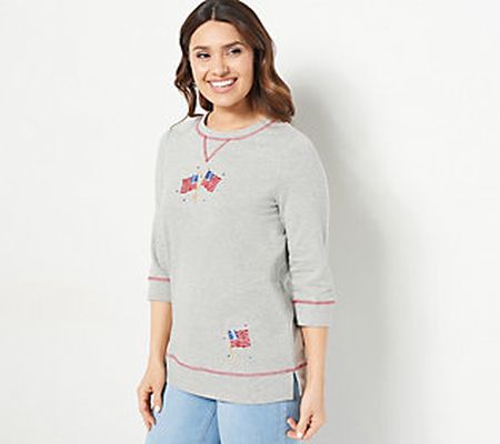 Quacker Factory Embroidered French Terry Sweatshirt