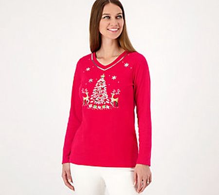 Quacker Factory Holiday Elegance Long-Sleeve Top