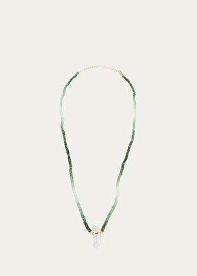 Quartz Crystal and Ombre Emerald Bead Necklace