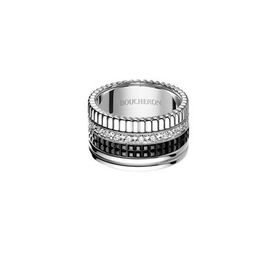 Quatre Black Edition Large Ring with White Gold, PVD and Diamonds