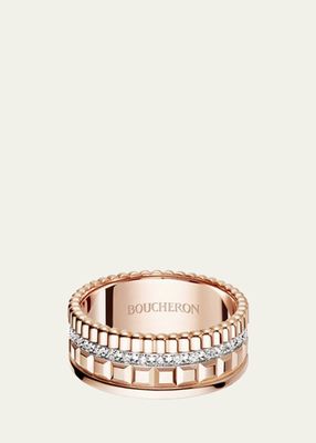 Quatre Radiant Edition Small Pink Gold and White Gold Diamond Ring