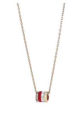 Quatre Red Edition Tri-Tone 18K Gold, HyCeram & 0.01 TCW Diamond Pendant Necklace