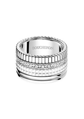 Quatre White Edition 18K White Gold, HyCeram® & 0.52 TCW Diamond Ring