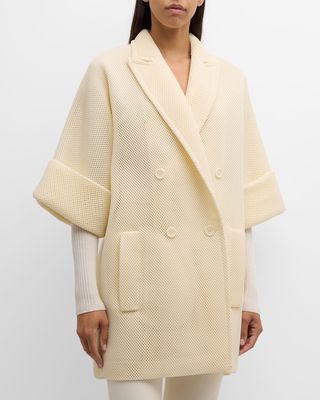 Quatto Short-Sleeve Double-Breasted Mesh Coat