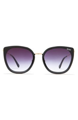 Quay Australia 54mm Flat Out Cat Eye Sunglasses in Black/Black