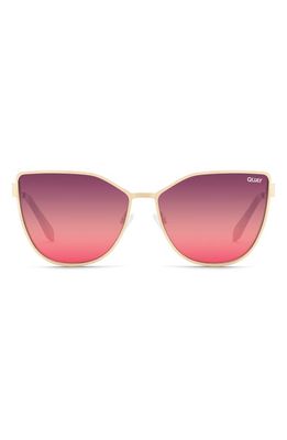 Quay Australia 55mm In Pursuit Cat Eye Sunglasses in Gold/Purple