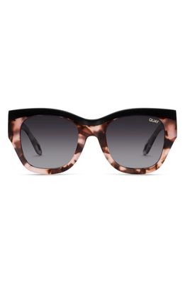 Quay Australia After Hours Luxe 52mm Polarized Square Sunglasses in Black Pink Tortoise Polar