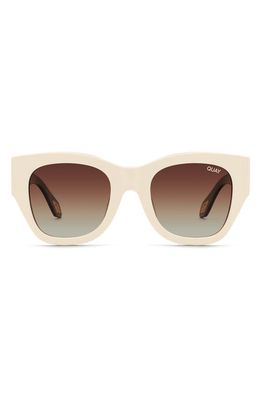 Quay Australia After Hours Luxe 52mm Polarized Square Sunglasses in White Tortoise Polar