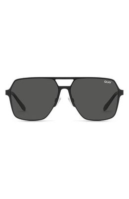 Quay Australia Backstage Pass 52mm Aviator Sunglasses in Black /Black Polarized