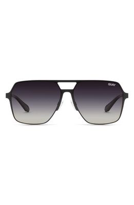 Quay Australia Backstage Pass 52mm Aviator Sunglasses in Black/Fade Polarized