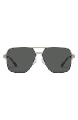 Quay Australia Backstage Pass 52mm Aviator Sunglasses in Silver /Smoke Polarized 