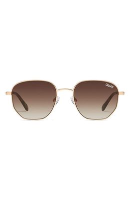 Quay Australia Big Time 48mm Gradient Round Sunglasses in Brushed Gold /Brown