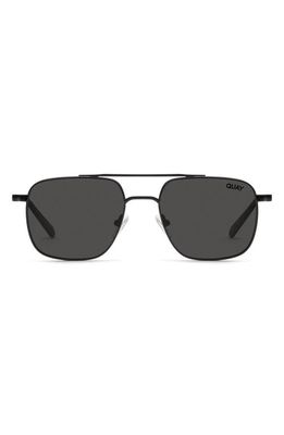 Quay Australia Bodyguard 46mm Polarized Aviator Sunglasses in Black/Black Polarized