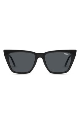 Quay Australia Call the Shots 41mm Polarized Cat Eye Sunglasses in Black/Smoke Polarized