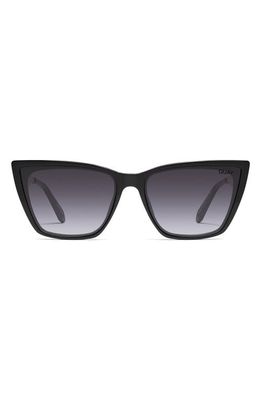 Quay Australia Call The Shots 45mm Cat Eye Sunglasses in Black/Smoke