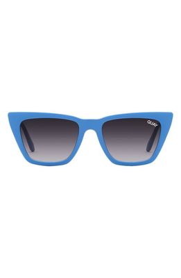 Quay Australia Call The Shots 48mm Gradient Cat Eye Sunglasses in Matte Blue /Smoke