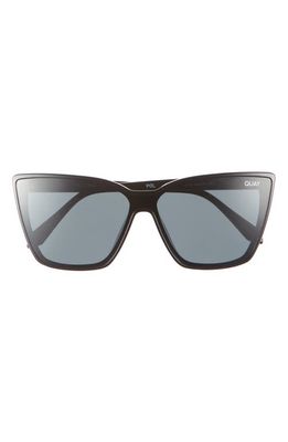 Quay Australia Confidential 51mm Polarized Cat Eye Sunglasses in Black/Black Polarized