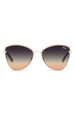 Quay Australia Dusk to Dawn Bling 53mm Gradient Cat Eye Sunglasses in Rose Gold/Black Rose Revo