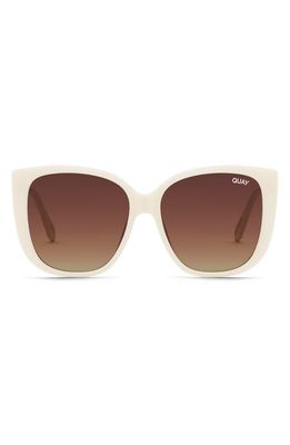 Quay Australia Ever After 54mm Polarized Gradient Square Sunglasses in White/Brown Polarized