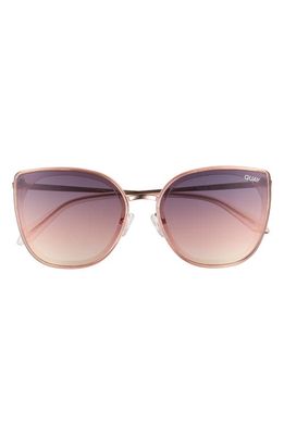 Quay Australia Flat Out 60mm Cat Eye Sunglasses in Champagne /Navy Rose