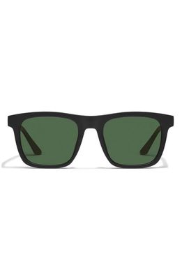 Quay Australia Flip Side 45mm Polarized Square Sunglasses in Matte Black /Green Polarized 