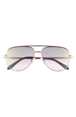 Quay Australia High Key 60mm Oversize Aviator Sunglasses in Rose Gold/Lavender