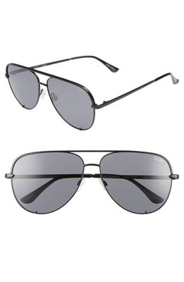 Quay Australia High Key 62mm Oversize Aviator Sunglasses in Black/Smoke Polarized