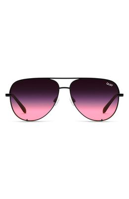Quay Australia High Key Micro 50mm Gradient Aviator Sunglasses in Black /Black Pink