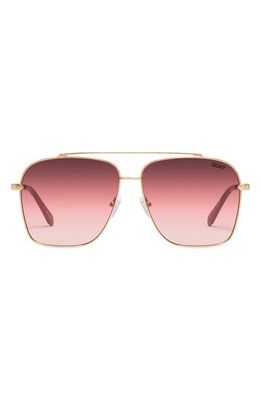 Quay Australia High Roller 56mm Aviator Sunglasses in Brushed Gold Ruby