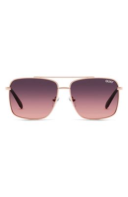 Quay Australia Hot Take 51mm Gradient Aviator Sunglassess in Rose Gold/Smoke Pink