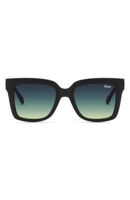 Quay Australia Icy 51mm Gradient Square Sunglasses in Matte Black /Smoke Green
