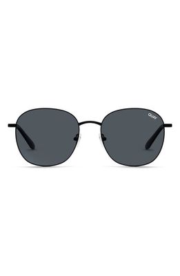 Quay Australia Jezabell 53mm Polarized Round Sunglasses in Black /Smoke Polarized Lens