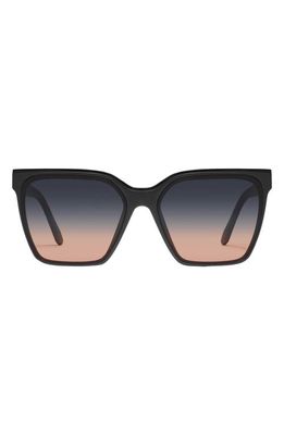 Quay Australia Level Up 51mm Square Sunglasses in Matte Black/Black Fade Coral